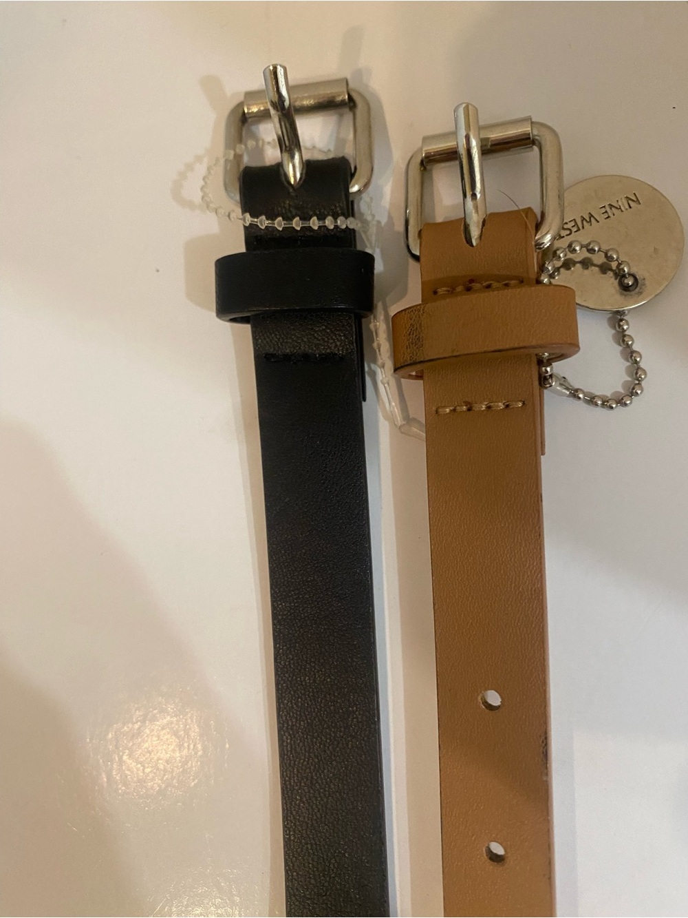 Nine West Black and Brown Leather Belt Duo